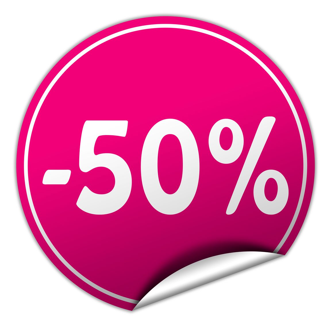 50% off product packaging sticker